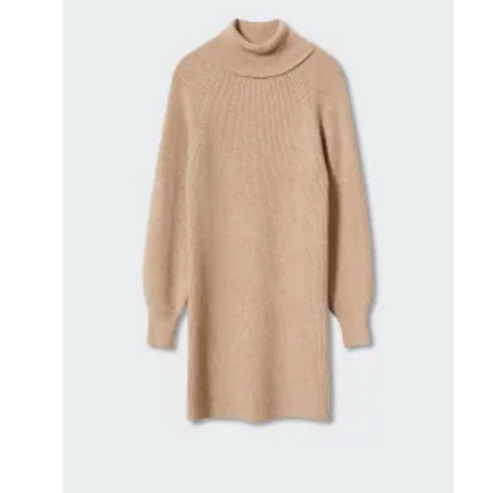 Mango MNG Camel Turtleneck Sweater Dress (Size US 6 / M, NWOT)